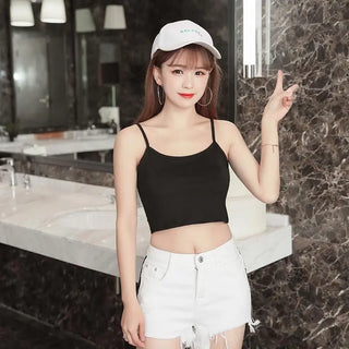 black crop top women summer sexy backless sleeveless spaghetti strap top women club party cami basic  top femme croptop tank top ALODIA STORE