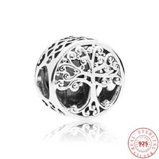 100% 925 Sterling Silver Boy Girls Feather Cat Dog Family Tree Beads Fit Original Pandora Charms Bracelet Women DIY Fine Jewelry ALODIA STORE