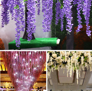 12Pcs Wisteria Artificial Flower Rattan Wreath Arch Wedding Home Garden Office Decoration pendant Plant Wall Decoration ALODIA STORE