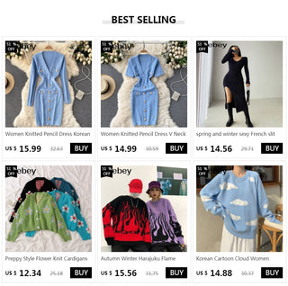 Women Knitted Pencil Dress Korean Long Sleeve V Neck Elastic Slim Dress ALODIA STORE