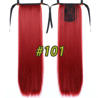 Allaosify Long Straight Clip In Hair Fake Hair Ponytail Hairpiece With Hairpins Synthetic Hair Pony Tail Brown Hair Extensions ALODIA STORE