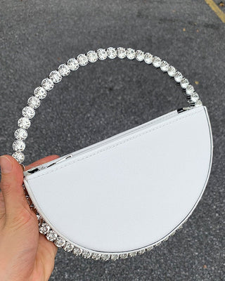 Luxury Colored Diamond Half Moon Women Purses and Handbags Evening Bag Serpentine Designer Party Clutch Bag Chic Wedding Bag ALODIA STORE