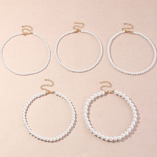 Vintage Style Simple 6MM Pearl Chain Choker Necklace For Women Wedding Love Shell Pendant Necklace Fashion Jewelry Wholesale ALODIA STORE