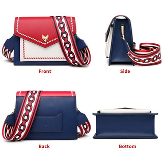 FOXER Brand Women Messenger Crossbody Bag Lady Colorful Panelled Flap Designer Shoulder Bag Small Split Leather Purse for Female ALODIA STORE