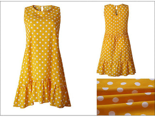 Summer dress Polka Dot Sleeveless Beach Mini Dress ALODIA STORE