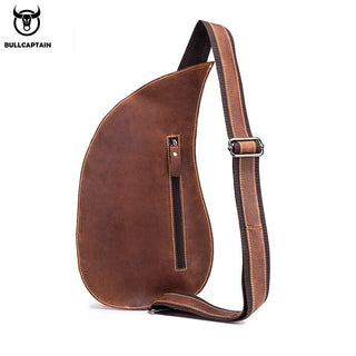 BULLCAPTAIN Leather Crossbody Bag Men Crazy Horse Leather Chest Bags New Fashion Multi-function card bag's mobile phone bages ALODIA STORE