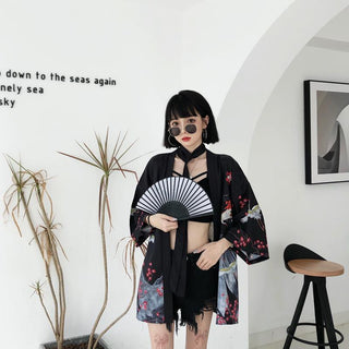Haori Yukata Men Korean Samurai Japanese Kimono Traditional Clothing Vintage Crane Anime Kimono Beach Girls Cosplay Dress Shirts ALODIA STORE