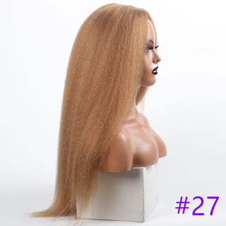 Long Kinky Straight Synthetic Wigs for Black Women Black Brown Blonde Ginger Red White Hair Afro Wigs Synthetic STW Hair Wigs ALODIA STORE