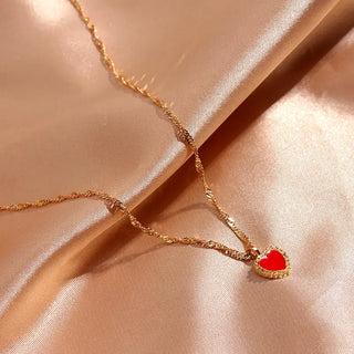 Flatfoosie Fashion Charm Heart-shaped Pendant Necklace For Women Gold Color Twisted Chain Necklace Jewelry Friendship Gifts ALODIA STORE