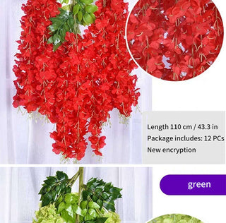 12Pcs Wisteria Artificial Flower Rattan Wreath Arch Wedding Home Garden Office Decoration pendant Plant Wall Decoration ALODIA STORE