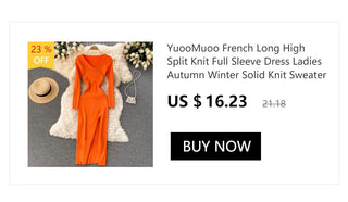 YuooMuoo Ins Fashion Shining V Neck Knitted Dress Women ALODIA STORE