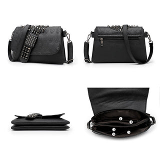 DAEYOTEN Skull Rivets Shoulder Bag Female Black ALODIA STORE