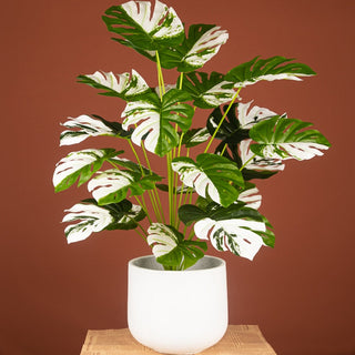 75cm 24Fork Fake Plants Large Artificial Monstera Tree Branch Plastic Tropical Palm False Turtle Leaf For Home Garden Room Decor ALODIA STORE
