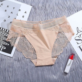 3Pcs/Lot Lace Panties Sets Ice Silk Seamless Underwear Female Transparent  Briefs Mid-Rise Lady Panty Woman Lingerie ALODIA STORE