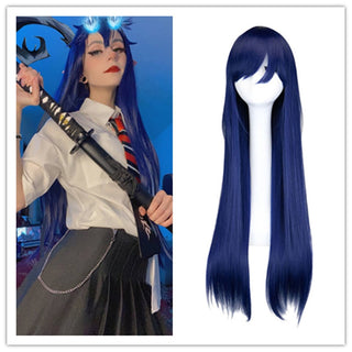 QQXCAIW Long Straight Cosplay Wig Black Purple Pink Blue Sliver Gray Blonde White Orange Brown Synthetic Hair Wigs ALODIA STORE