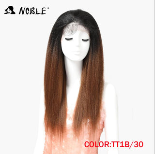 Noble Synthetic Lace Front Wig Long Kinky Straight Baby Hair 26 Inch Wigs For Black Women 0mbre wig Lace Front Synthetic Wigs ALODIA STORE