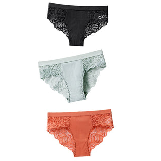 3 Pcs Cotton Panties Sexy Panty Briefs Lace Panties Women Underwear Lingerie Panties for Female Ladies Floral Pantys Underpants ALODIA STORE