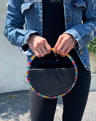 Luxury Colored Diamond Half Moon Women Purses and Handbags Evening Bag Serpentine Designer Party Clutch Bag Chic Wedding Bag ALODIA STORE