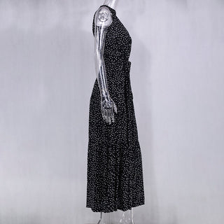 Summer Long Dress Polka Dot Casual Dresses Black Sexy Halter Strapless New 2023 ALODIA STORE