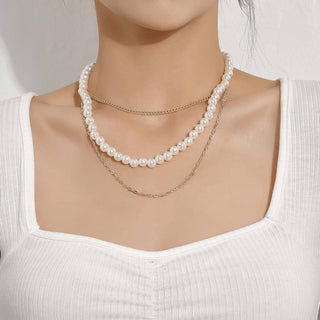 Vintage Style Simple 6MM Pearl Chain Choker Necklace For Women Wedding Love Shell Pendant Necklace Fashion Jewelry Wholesale ALODIA STORE