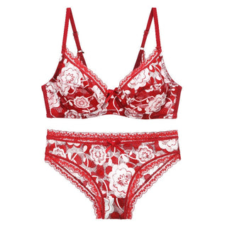DaiNaFang Womens Push Up Underwear Sexy BCDE Cup Plus Size Lingerie Lace Print Embroidery Panties Bra Sets For Lady ALODIA STORE