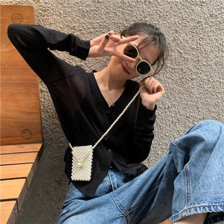 Cardigan Women Korean Long Sleeve Cardigan Summer Cropped Cardigan Knitted V-Neck Thin Ice Silk Sweaters Sunscreen Shirt Tops ALODIA STORE