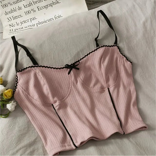 Sexy CropTop for Women Pink Cropped Clothes Femme Vintage Tube Tank Top Korean Streetwear Summer Club Lingerie ALODIA STORE