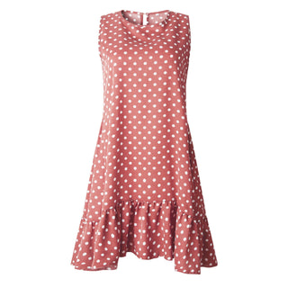 Summer dress Polka Dot Sleeveless Beach Mini Dress ALODIA STORE