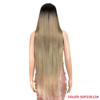 38 inch Straight Hair Synthetic Lace Front Wigs For Women High Temperature Fiber Ombre Blonde Highlight Cosplay Wig FASHION IDOL ALODIA STORE
