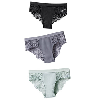 3 Pcs Cotton Panties Sexy Panty Briefs Lace Panties Women Underwear Lingerie Panties for Female Ladies Floral Pantys Underpants ALODIA STORE
