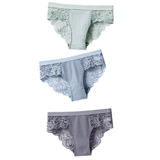 3 Pcs Cotton Panties Sexy Panty Briefs Lace Panties Women Underwear Lingerie Panties for Female Ladies Floral Pantys Underpants ALODIA STORE