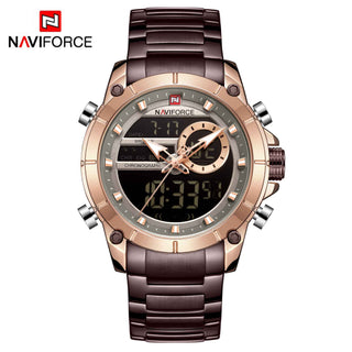 NAVIFORCE Luxury Original Sports Wrist Watch For Men Quartz Steel Waterproof Dual Display Fashion Watches Relogio Masculino 9163 ALODIA STORE