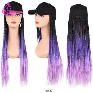 Box Braids Baseball Cap Wig 24inch Long Synthetic Braid Wigs Hat with Braiding Hair Extensions For Black Women Adjustable Size ALODIA STORE