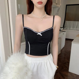 Sexy CropTop for Women Pink Cropped Clothes Femme Vintage Tube Tank Top Korean Streetwear Summer Club Lingerie ALODIA STORE