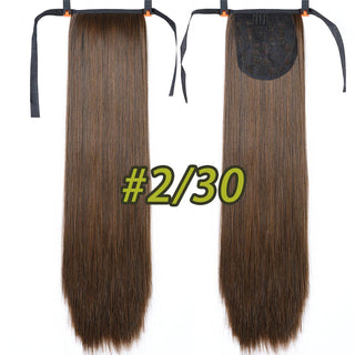 Allaosify Long Straight Clip In Hair Fake Hair Ponytail Hairpiece With Hairpins Synthetic Hair Pony Tail Brown Hair Extensions ALODIA STORE