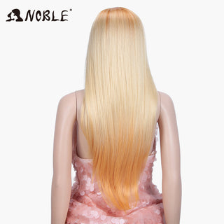 Noble Hair Synthetic Lace Front Wig Long straight 28 Inch Lace Wig Ombre Blonde Wig Heat Resistant Wigs For Women Lace Front Wig ALODIA STORE