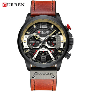 CURREN Casual Sport Watches for Men Top Brand Luxury Military Leather Wrist Watch Man Clock Fashion Chronograph Wristwatch ALODIA STORE