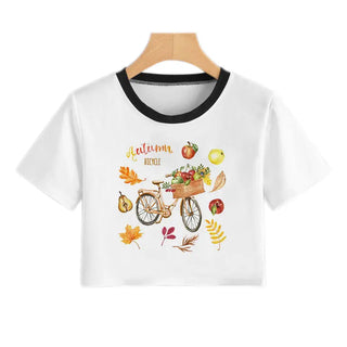 Summer fashion Harajuku Sexy tank Crop Top White T Shirt Clothes Women Cute Korean Style Graphic printed Croptop Short sleeve ALODIA STORE