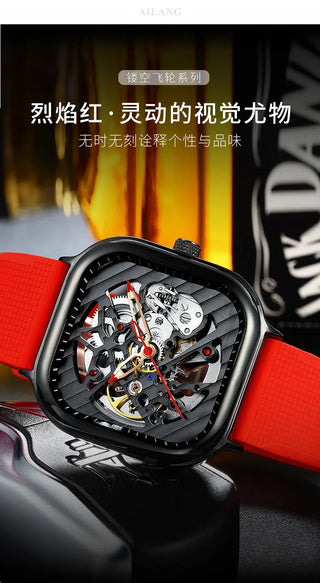 AILANG Men's Watch Top Brand Luxury Watch Men's Mechanical Silicone Strap Waterproof Watch Men's Hollow Reloj Hombre 2020 New ALODIA STORE