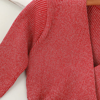 YuooMuoo Ins Fashion Shining V Neck Knitted Dress Women ALODIA STORE