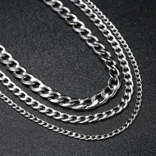 Stainless Steel Chain Necklace Long Hip Hop for Women Men on The Neck Fashion Jewelry Gift Accessories Silver Color Choker ALODIA STORE