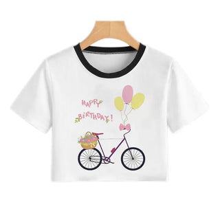 Summer fashion Harajuku Sexy tank Crop Top White T Shirt Clothes Women Cute Korean Style Graphic printed Croptop Short sleeve ALODIA STORE
