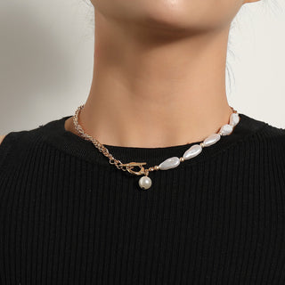 Vintage Style Simple 6MM Pearl Chain Choker Necklace For Women Wedding Love Shell Pendant Necklace Fashion Jewelry Wholesale ALODIA STORE