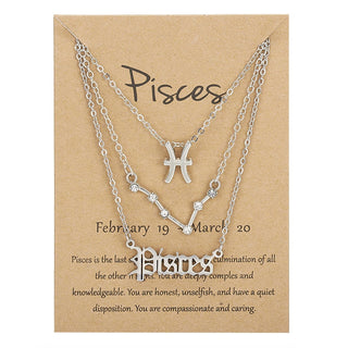 3Pcs/set 12 Zodiac Sign Necklace For Women 12 Constellation Pendant Chain Choker Birthday Jewelry With Cardboard Card ALODIA STORE
