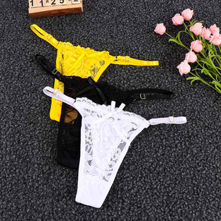 Women Thongs and G Strings Mini Thong Underwear Lace Panties Transparent Lingerie Briefs Women Sexy Adjustable Mujer ALODIA STORE