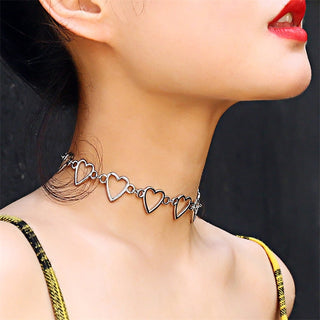 Kpop Vintage Harajuku Goth Metal Heart Neck Chains Choker Grunge Necklaces For Women Egirl Cosplay Aesthetic Accessories Jewelry ALODIA STORE
