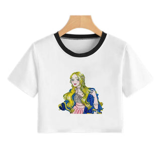 Summer Fashion Harajuku Sexy Tank Crop Top White Femme Clothes Women Cute Flower Season Girl Printed Croptop Short Sleeve ALODIA STORE
