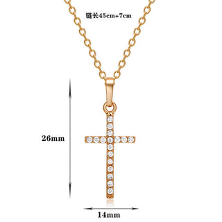 Fashion Female Cross Pendants dropshipping Gold Black Color Crystal Jesus Cross Pendant Necklace Jewelry For Men/Women Wholesale ALODIA STORE
