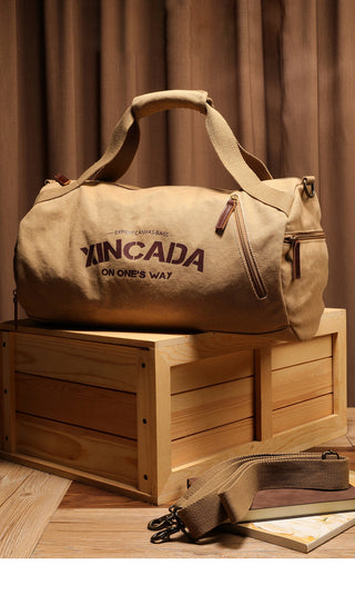 Male Large Capacity Canvas Travel Bags Men Fitness Sports Training Handbag With Shoes Pocket Black Khaki Shoulder Bag XA32M ALODIA STORE
