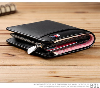 WILLIAMPOLO Coin Purses Genuine Leather Men Wallet With Card Holder Short Purse Zipper Wallets Casual Standard Wallets PL293 ALODIA STORE